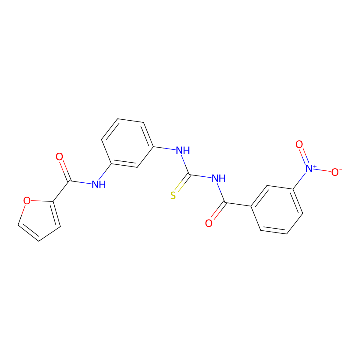 N-[3-[(3-nitrobenzoyl)carbamothioylamino]phenyl]furan-2-carboxamide molecular structure, CAS 428501-68-2