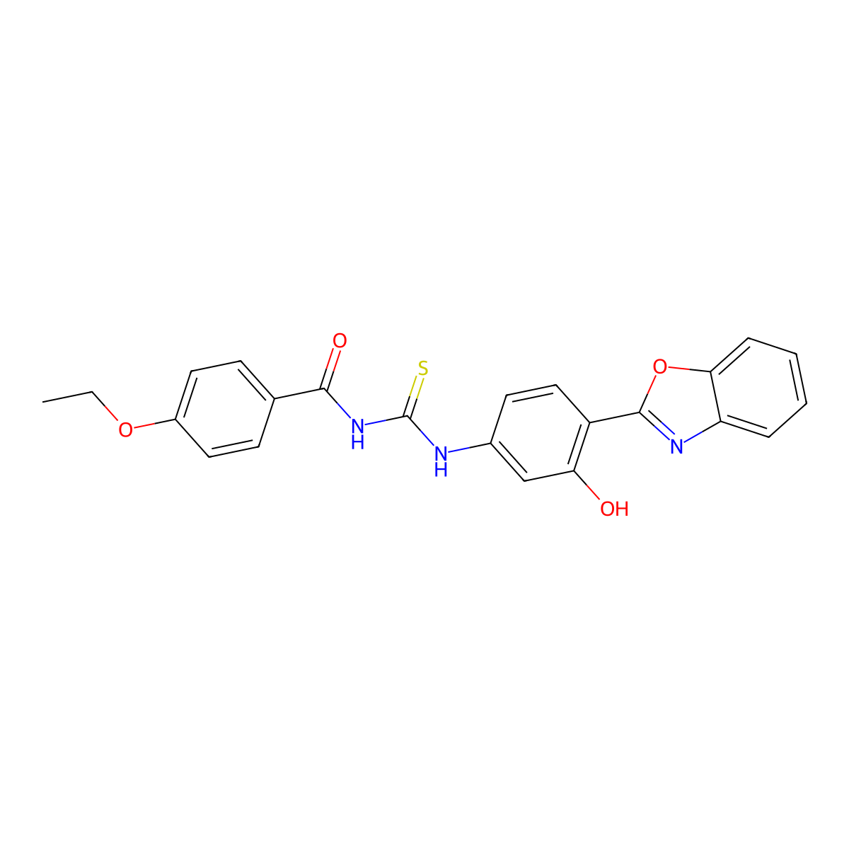 N-((4-(benzo[d]oxazol-2-yl)-3-hydroxyphenyl)carbamothioyl)-4-ethoxybenzamide molecular structure, CAS 428501-99-9
