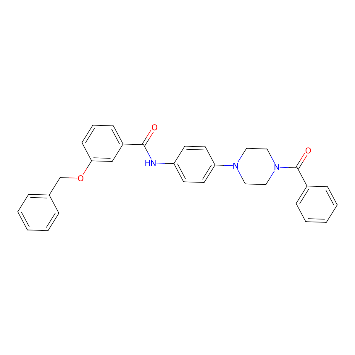N-[4-(4-benzoylpiperazin-1-yl)phenyl]-3-phenylmethoxybenzamide molecular structure, CAS 428502-33-4