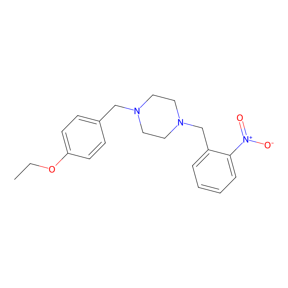 1-[(4-Ethoxyphenyl)methyl]-4-[(2-nitrophenyl)methyl]piperazine molecular structure, CAS 428502-43-6
