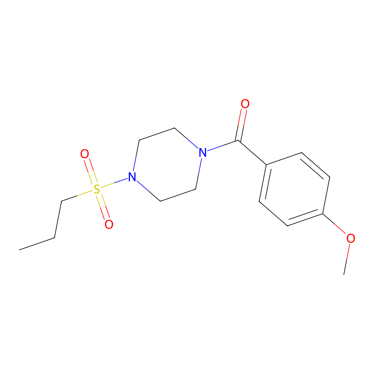 (4-Methoxyphenyl)-(4-propylsulfonylpiperazin-1-yl)methanone molecular structure, CAS 428502-52-7