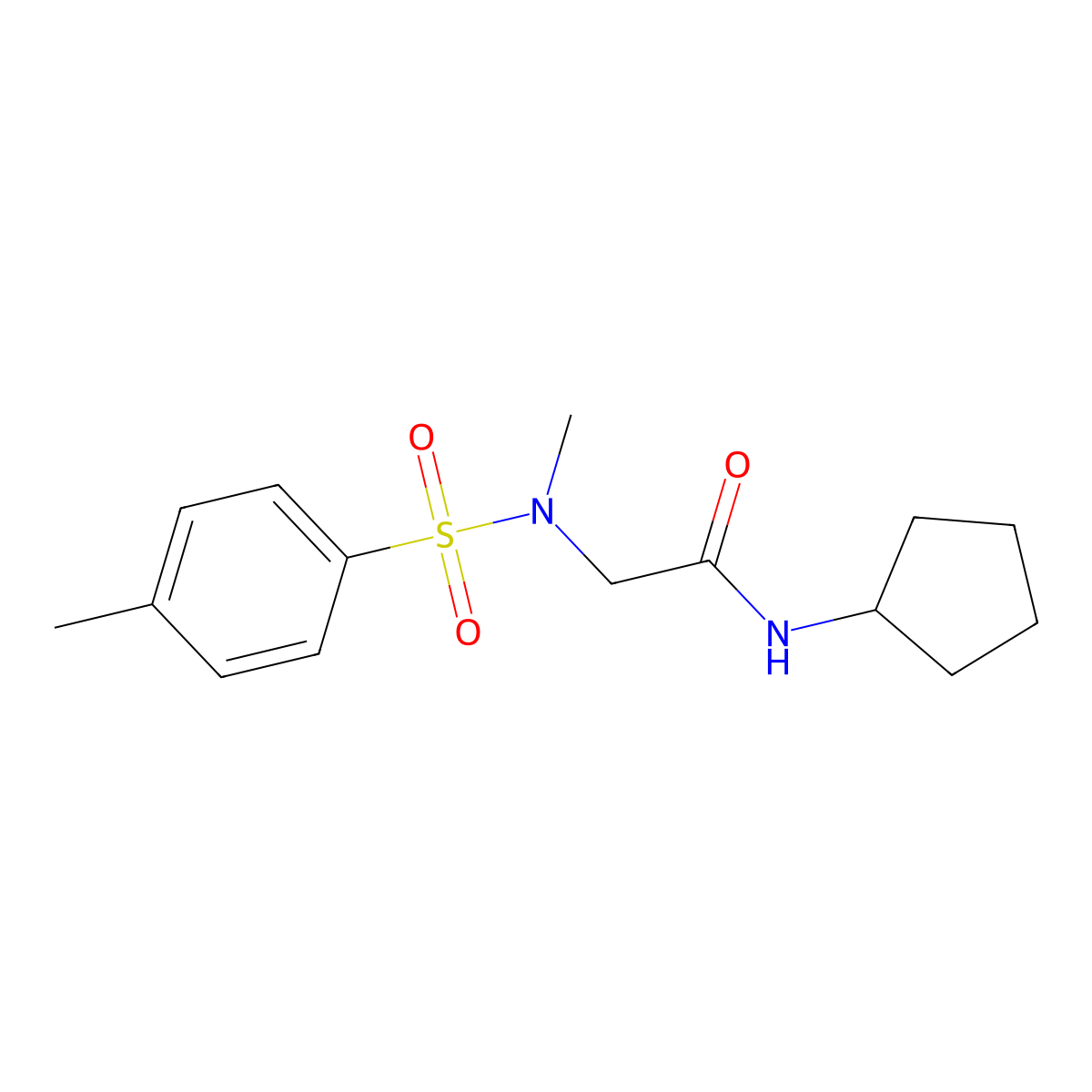 N-cyclopentyl-2-[methyl-(4-methylphenyl)sulfonylamino]acetamide molecular structure, CAS 428502-62-9