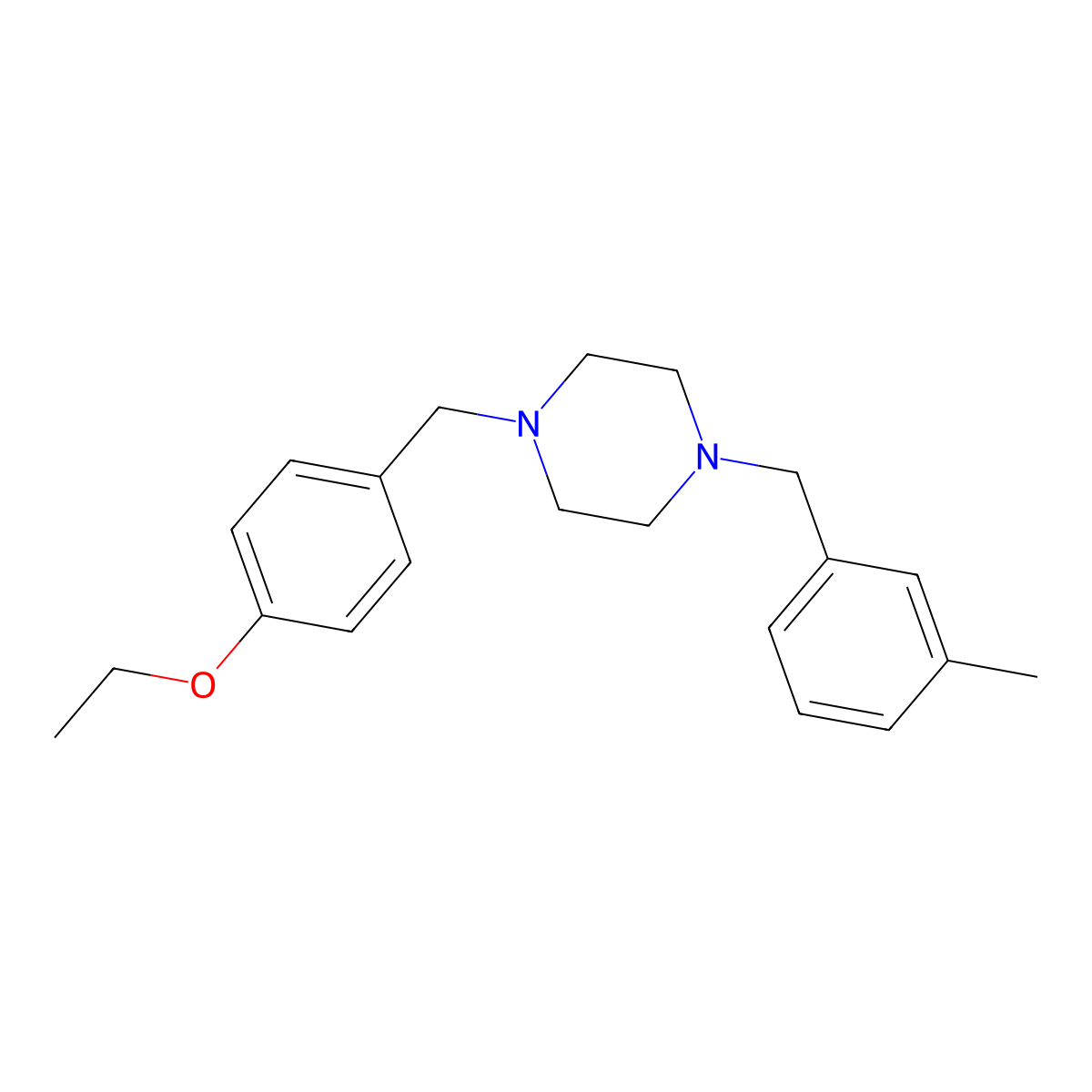 1-[(4-Ethoxyphenyl)methyl]-4-[(3-methylphenyl)methyl]piperazine molecular structure, CAS 428502-68-5