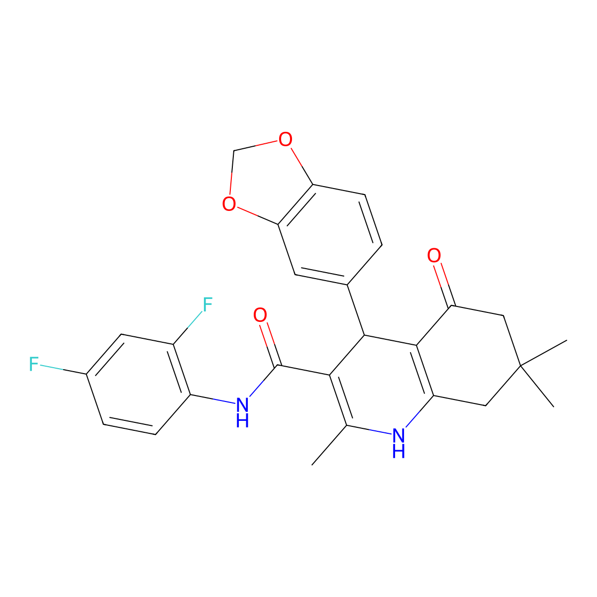 4-(1,3-benzodioxol-5-yl)-N-(2,4-difluorophenyl)-2,7,7-trimethyl-5-oxo-1,4,6,8-tetrahydroquinoline-3-carboxamide molecular structure, CAS 428502-74-3