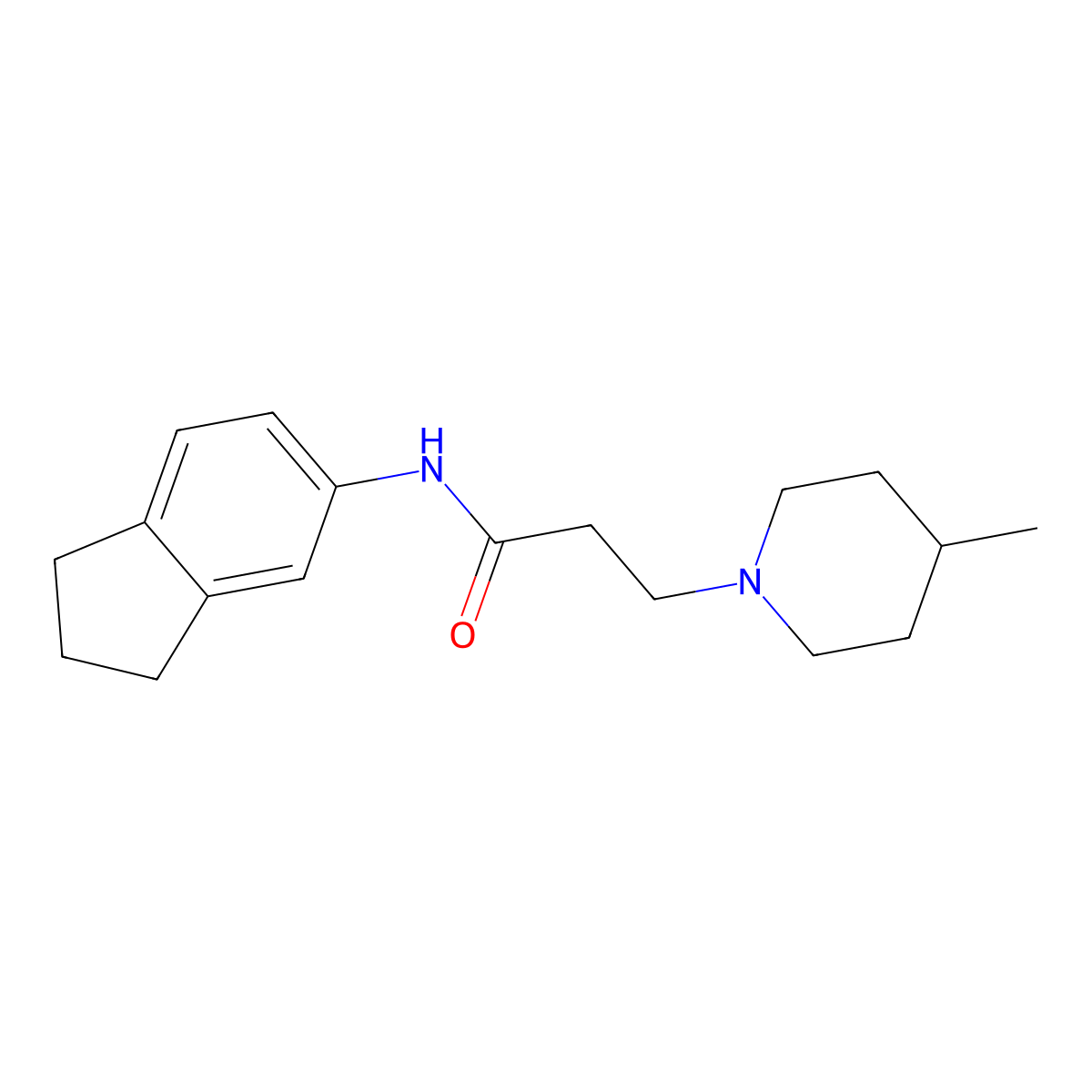 N-(2,3-dihydro-1H-inden-5-yl)-3-(4-methylpiperidin-1-yl)propanamide molecular structure, CAS 428502-81-2