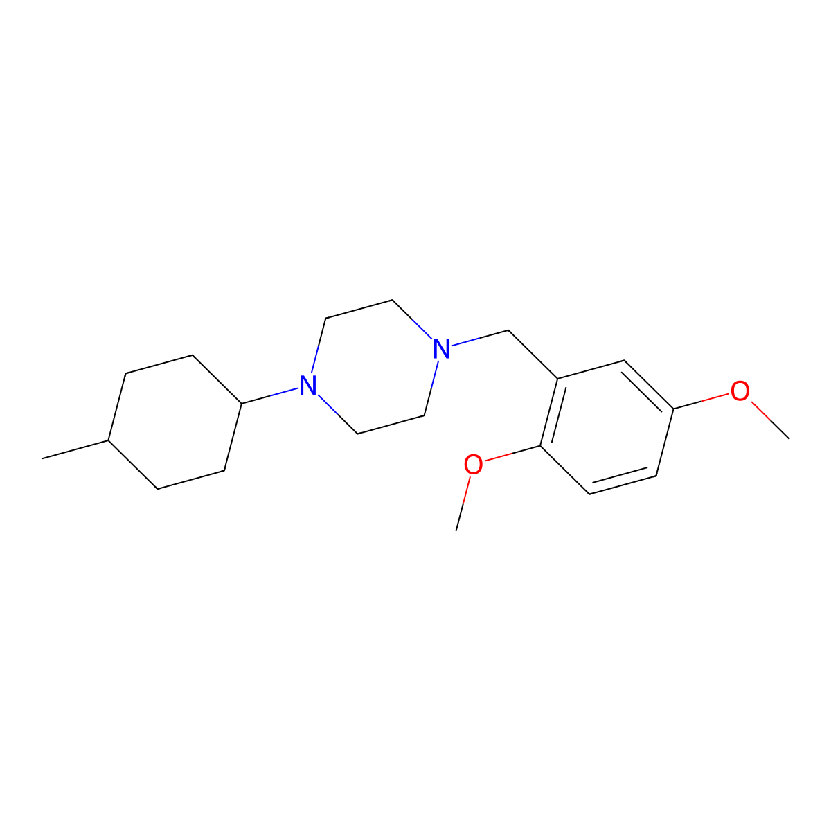 1-[(2,5-Dimethoxyphenyl)methyl]-4-(4-methylcyclohexyl)piperazine molecular structure, CAS 428502-90-3