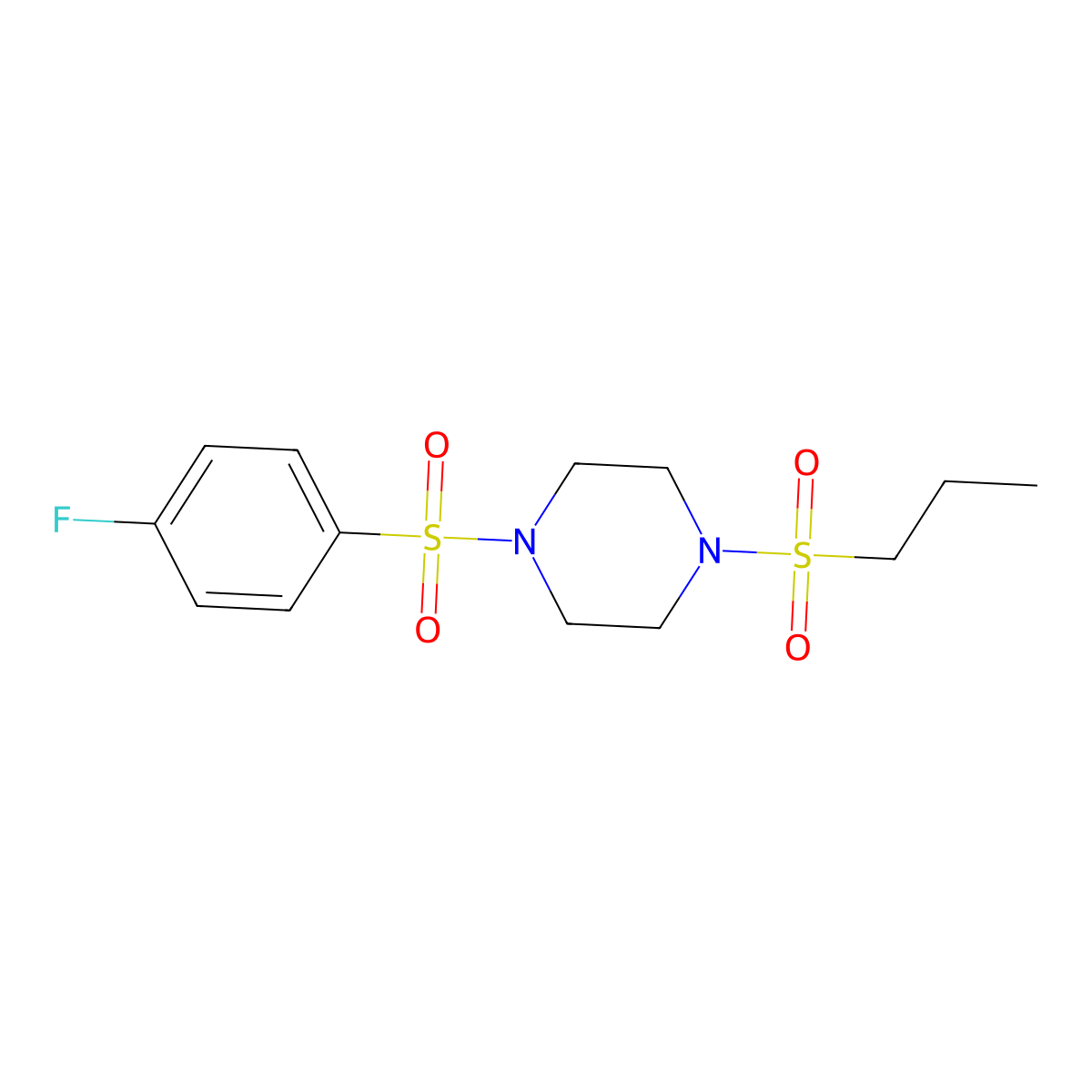 1-[(4-Fluorophenyl)sulfonyl]-4-(propylsulfonyl)piperazine molecular structure, CAS 428502-91-4