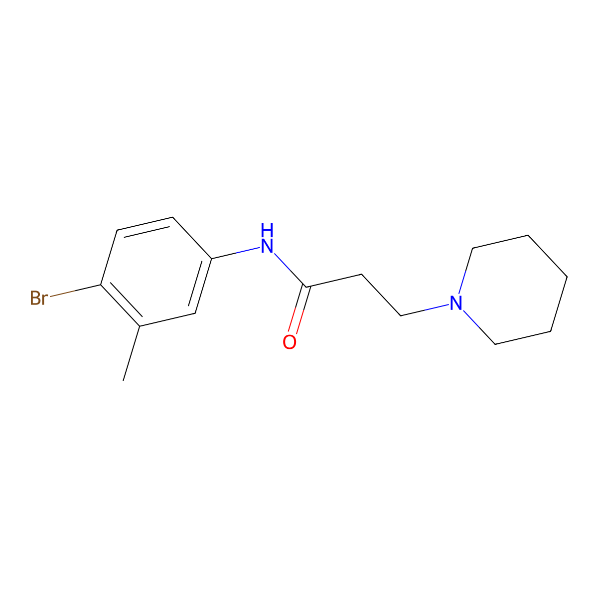 N-(4-bromo-3-methylphenyl)-3-(1-piperidinyl)propanamide molecular structure, CAS 428503-03-1
