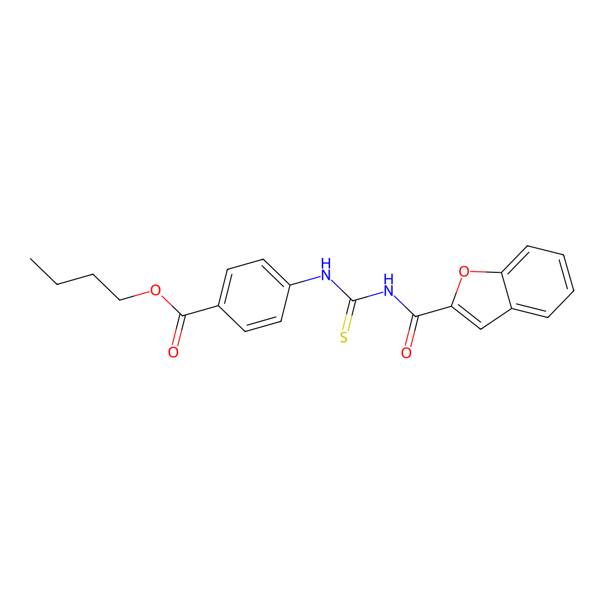 Butyl 4-{[(1-benzofuran-2-ylcarbonyl)carbamothioyl]amino}benzoate molecular structure, CAS 428503-04-2