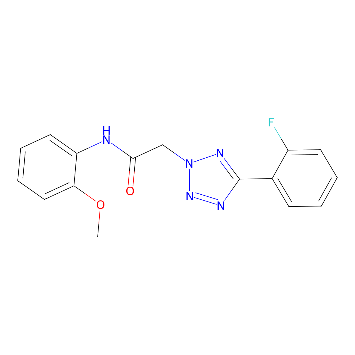 2-[5-(2-Fluoro-phenyl)-tetrazol-2-yl]-N-(2-methoxy-phenyl)-acetamide molecular structure, CAS 428503-07-5