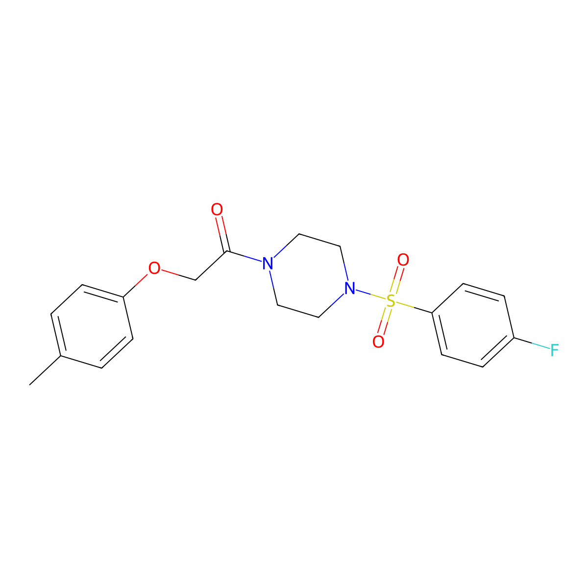 1-[4-(4-Fluorophenyl)sulfonylpiperazin-1-yl]-2-(4-methylphenoxy)ethanone molecular structure, CAS 428503-13-3