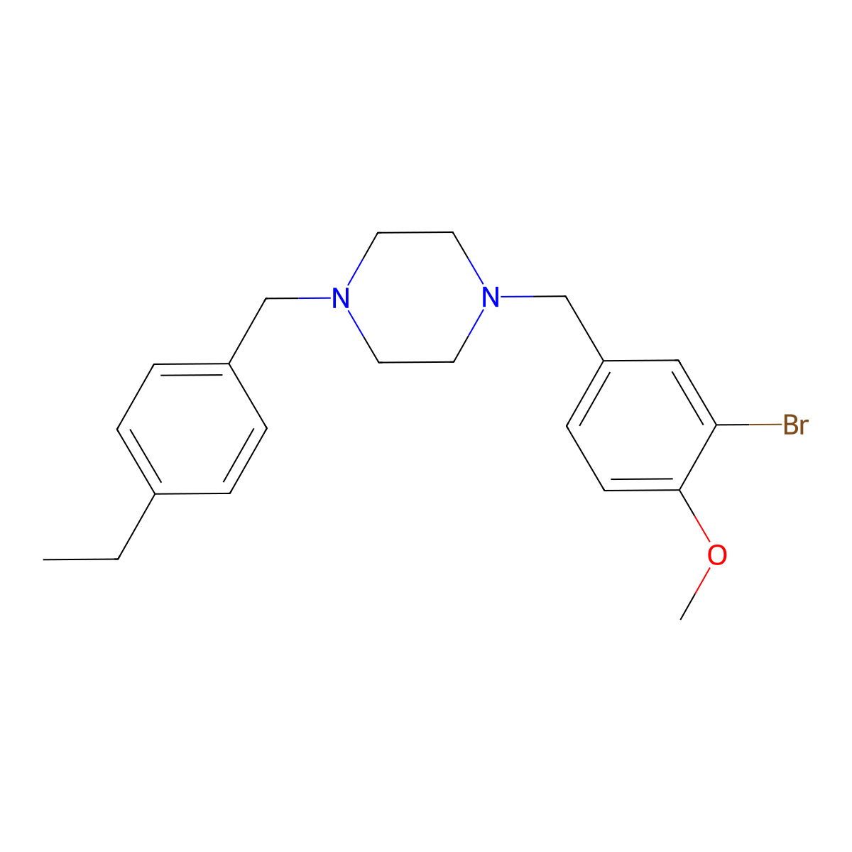 1-(3-Bromo-4-methoxybenzyl)-4-(4-ethylbenzyl)piperazine molecular structure, CAS 428503-16-6