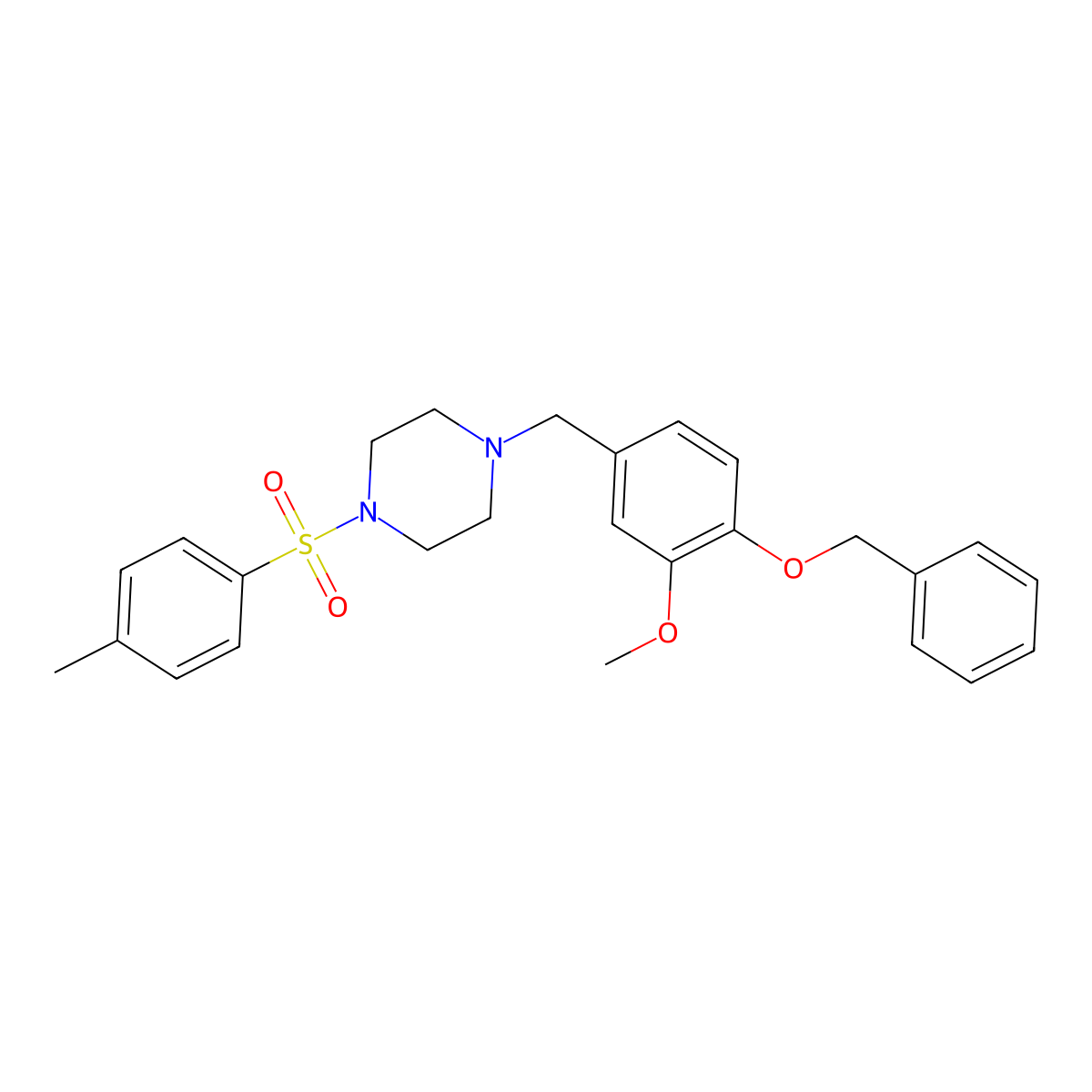 1-[(3-Methoxy-4-phenylmethoxyphenyl)methyl]-4-(4-methylphenyl)sulfonylpiperazine molecular structure, CAS 428503-30-4
