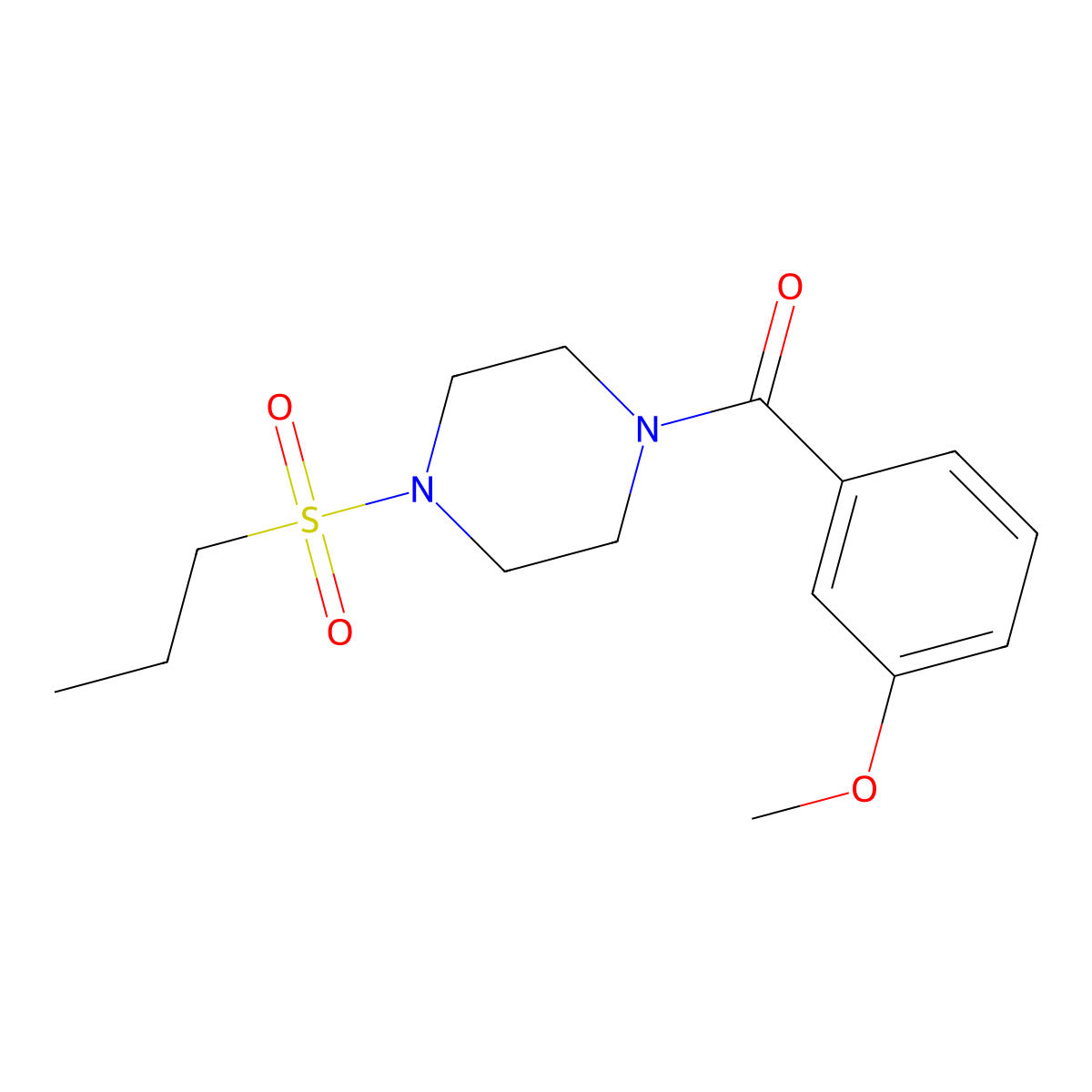 (3-Methoxyphenyl)-(4-propylsulfonylpiperazin-1-yl)methanone molecular structure, CAS 428503-44-0