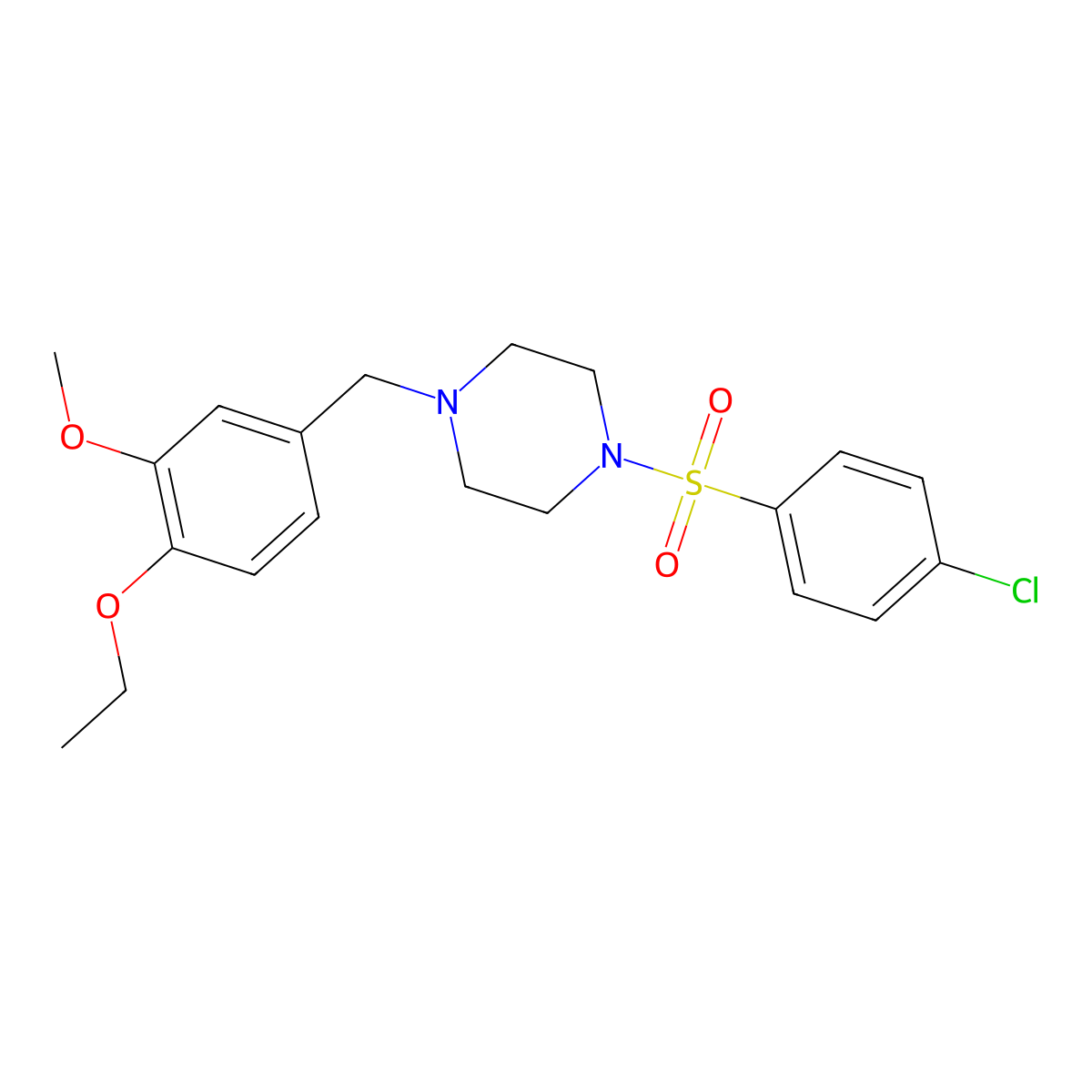 1-[(4-Chlorophenyl)sulfonyl]-4-(4-ethoxy-3-methoxybenzyl)piperazine molecular structure, CAS 428503-49-5