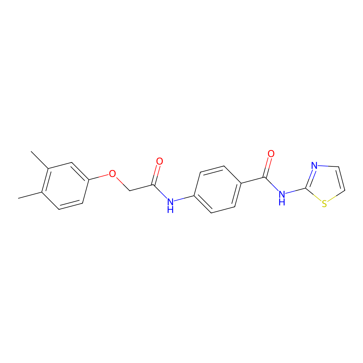 4-[[2-(3,4-dimethylphenoxy)acetyl]amino]-N-(1,3-thiazol-2-yl)benzamide molecular structure, CAS 428503-55-3