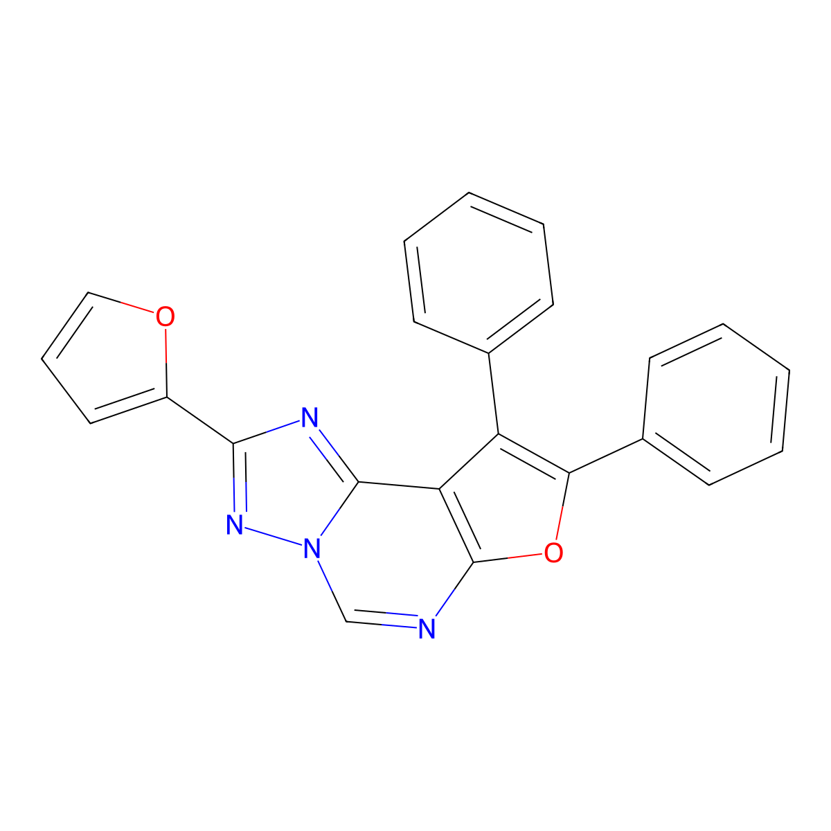 2-(2-Furyl)-8,9-diphenylfuro[3,2-e][1,2,4]triazolo[1,5-c]pyrimidine molecular structure, CAS 428503-66-6