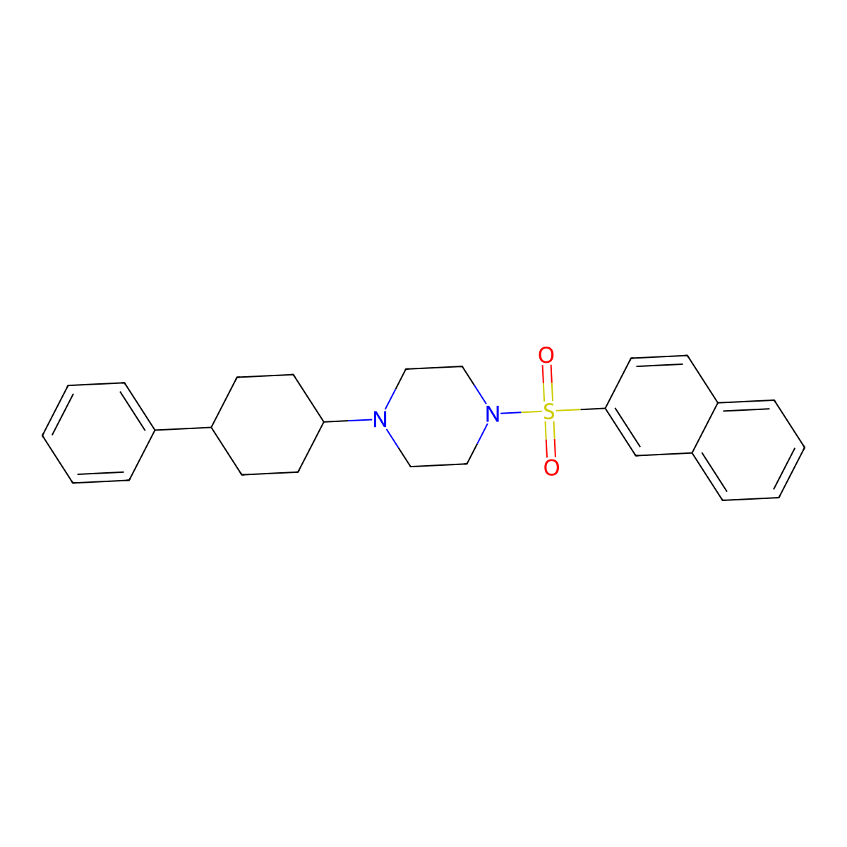 1-Naphthalen-2-ylsulfonyl-4-(4-phenylcyclohexyl)piperazine molecular structure, CAS 428503-69-9