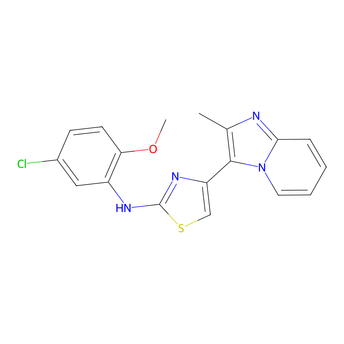 N-(5-Chloro-2-methoxyphenyl)-4-{2-methylimidazo[1,2-A]pyridin-3-YL}-1,3-thiazol-2-amine molecular structure, CAS 428503-75-7