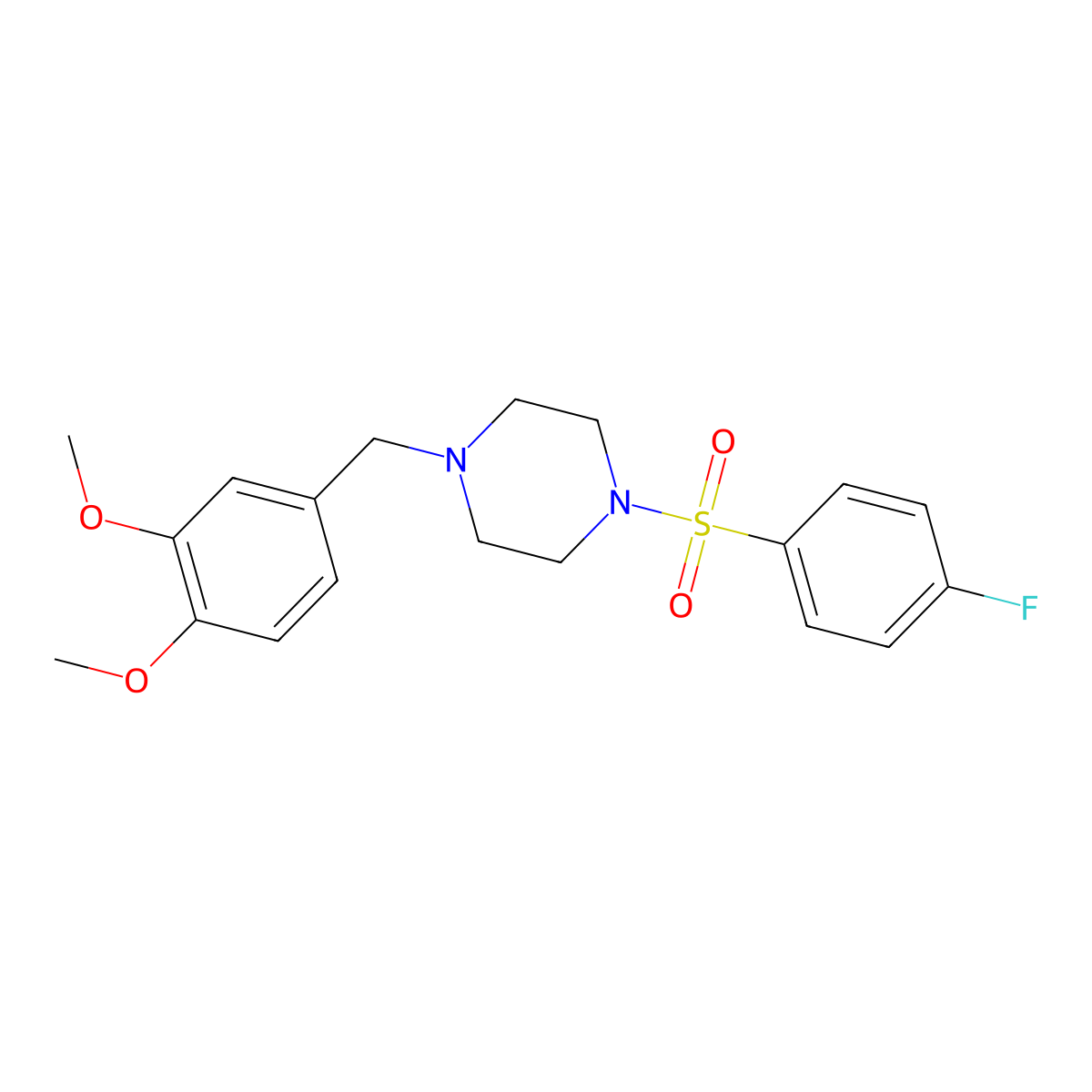 1-(3,4-Dimethoxybenzyl)-4-[(4-fluorophenyl)sulfonyl]piperazine molecular structure, CAS 428503-78-0
