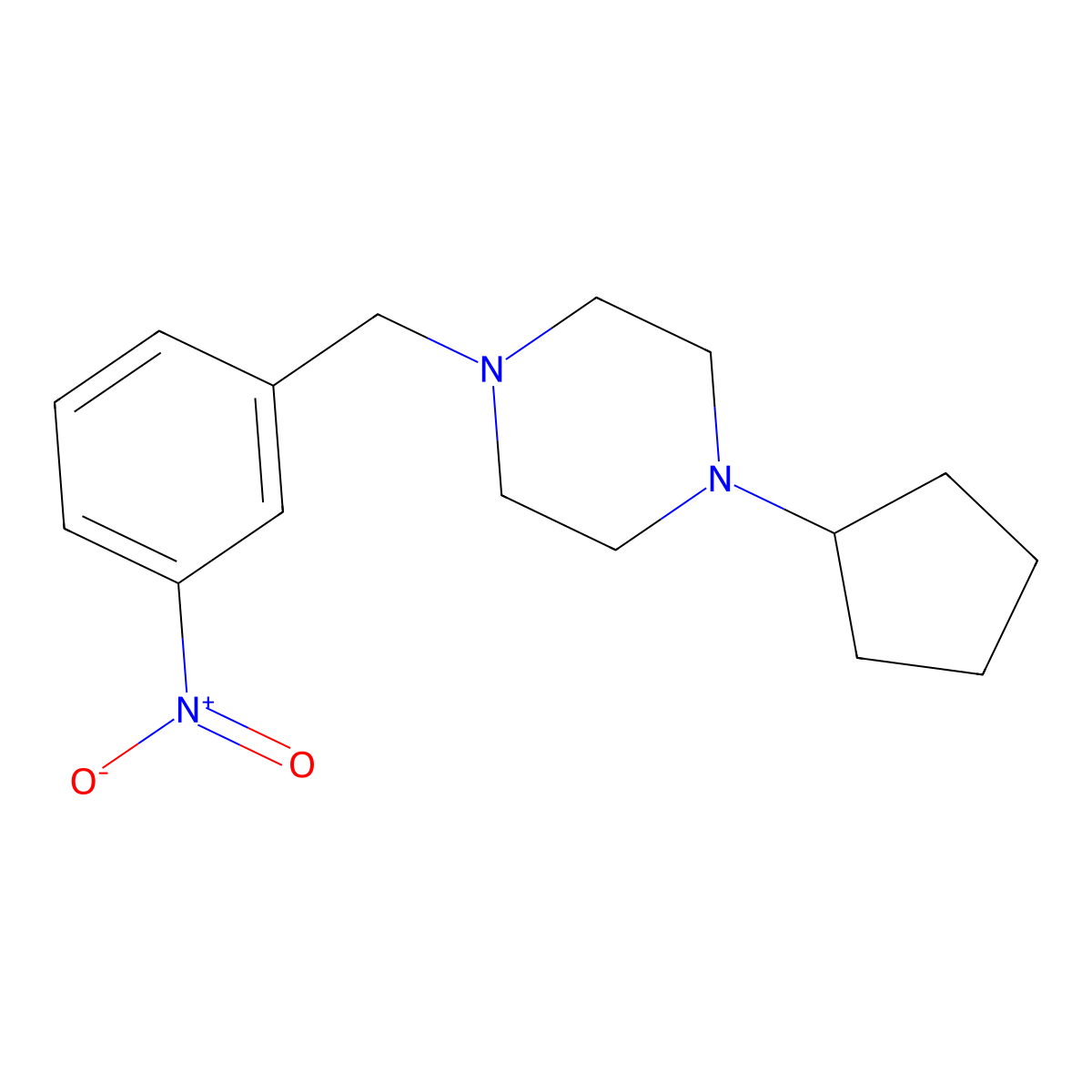 1-Cyclopentyl-4-[(3-nitrophenyl)methyl]piperazine molecular structure, CAS 428503-79-1