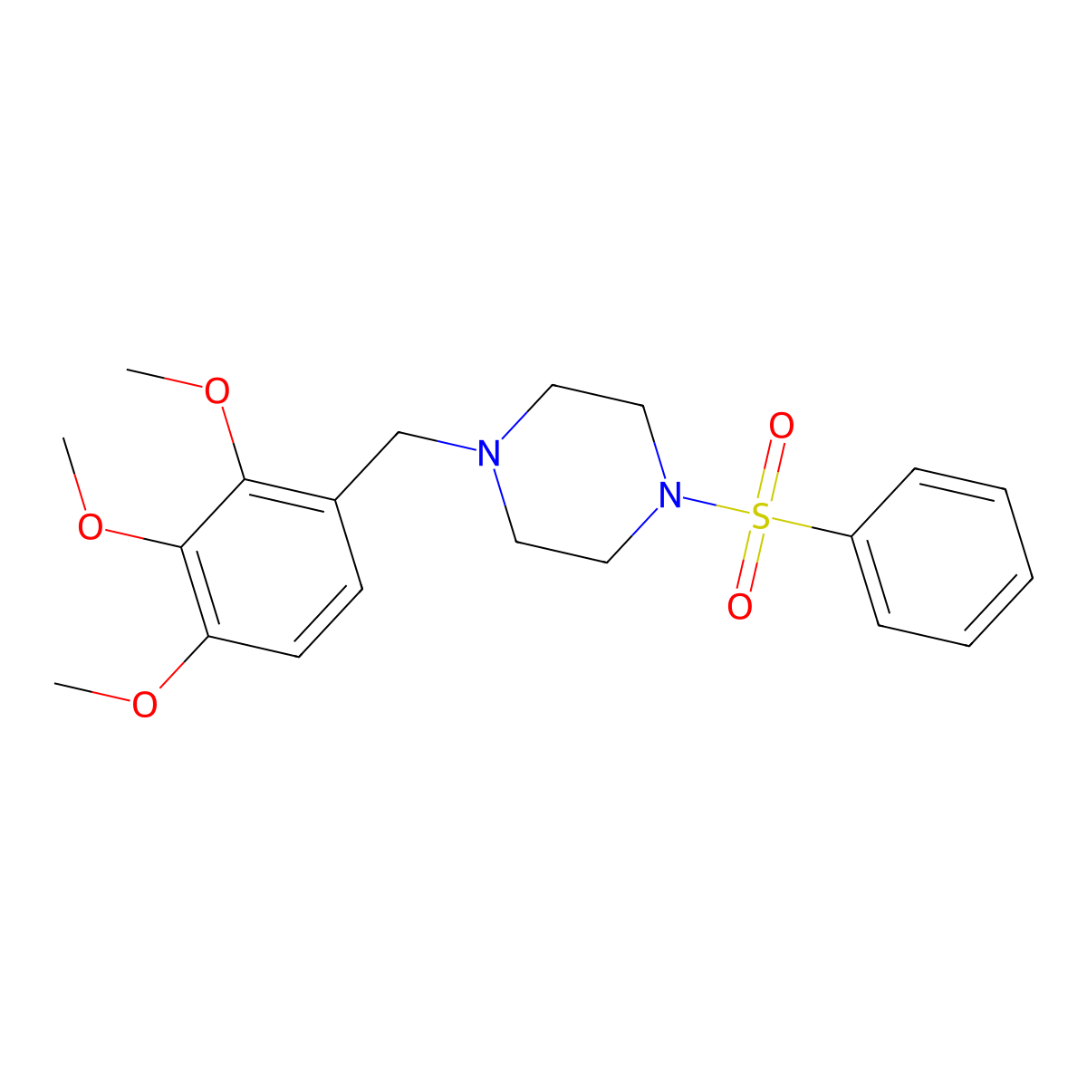 1-(Phenylsulfonyl)-4-(2,3,4-trimethoxybenzyl)piperazine molecular structure, CAS 428503-80-4