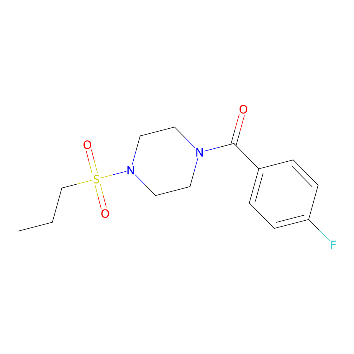 (4-Fluorophenyl)-(4-propylsulfonylpiperazin-1-yl)methanone molecular structure, CAS 428503-93-9