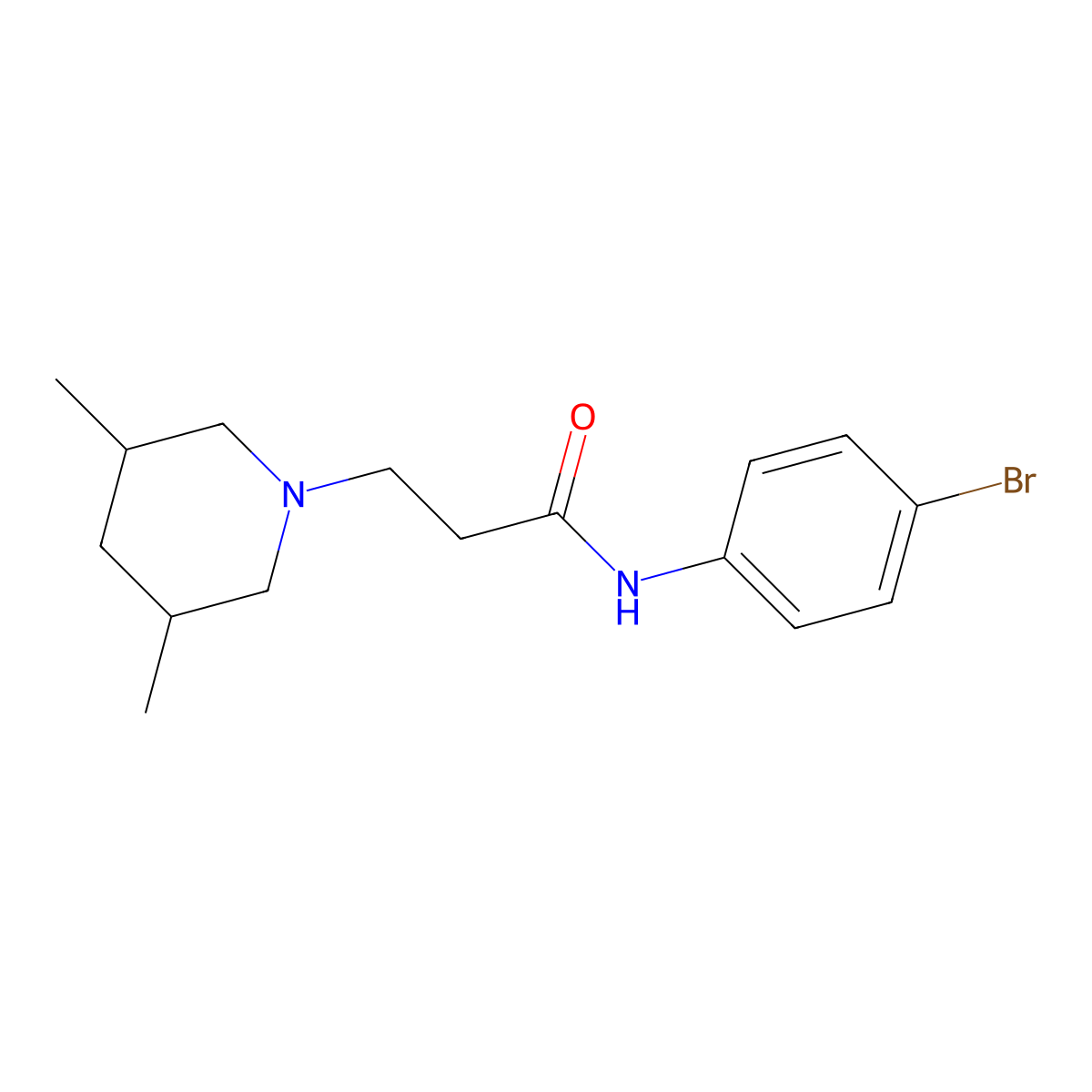 N-(4-bromophenyl)-3-(3,5-dimethylpiperidin-1-yl)propanamide molecular structure, CAS 428504-16-9