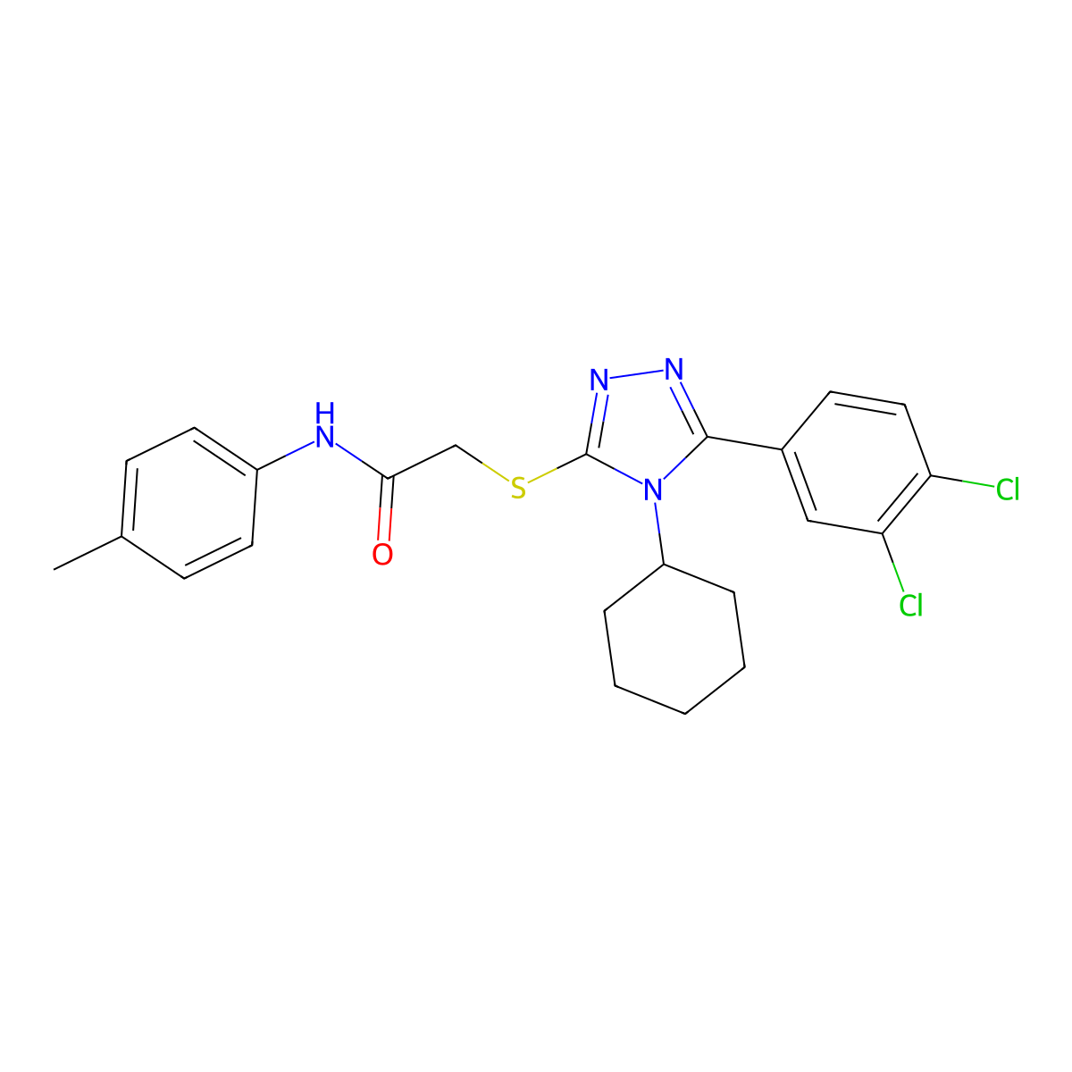 2-{[4-cyclohexyl-5-(3,4-dichlorophenyl)-4H-1,2,4-triazol-3-yl]sulfanyl}-N-(4-methylphenyl)acetamide molecular structure, CAS 428504-20-5