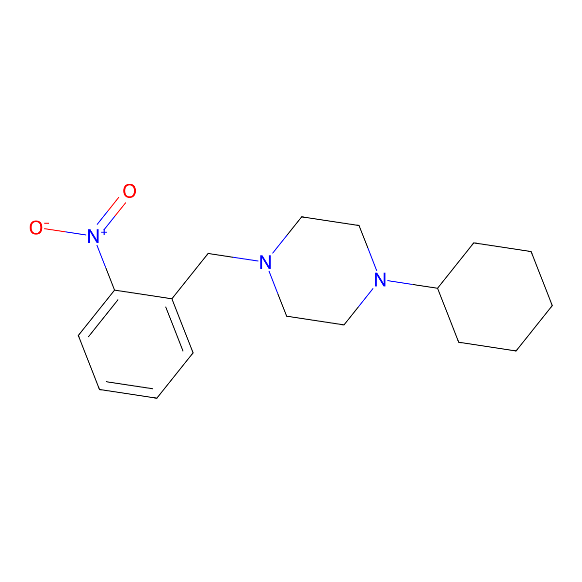 1-Cyclohexyl-4-[(2-nitrophenyl)methyl]piperazine molecular structure, CAS 428504-21-6