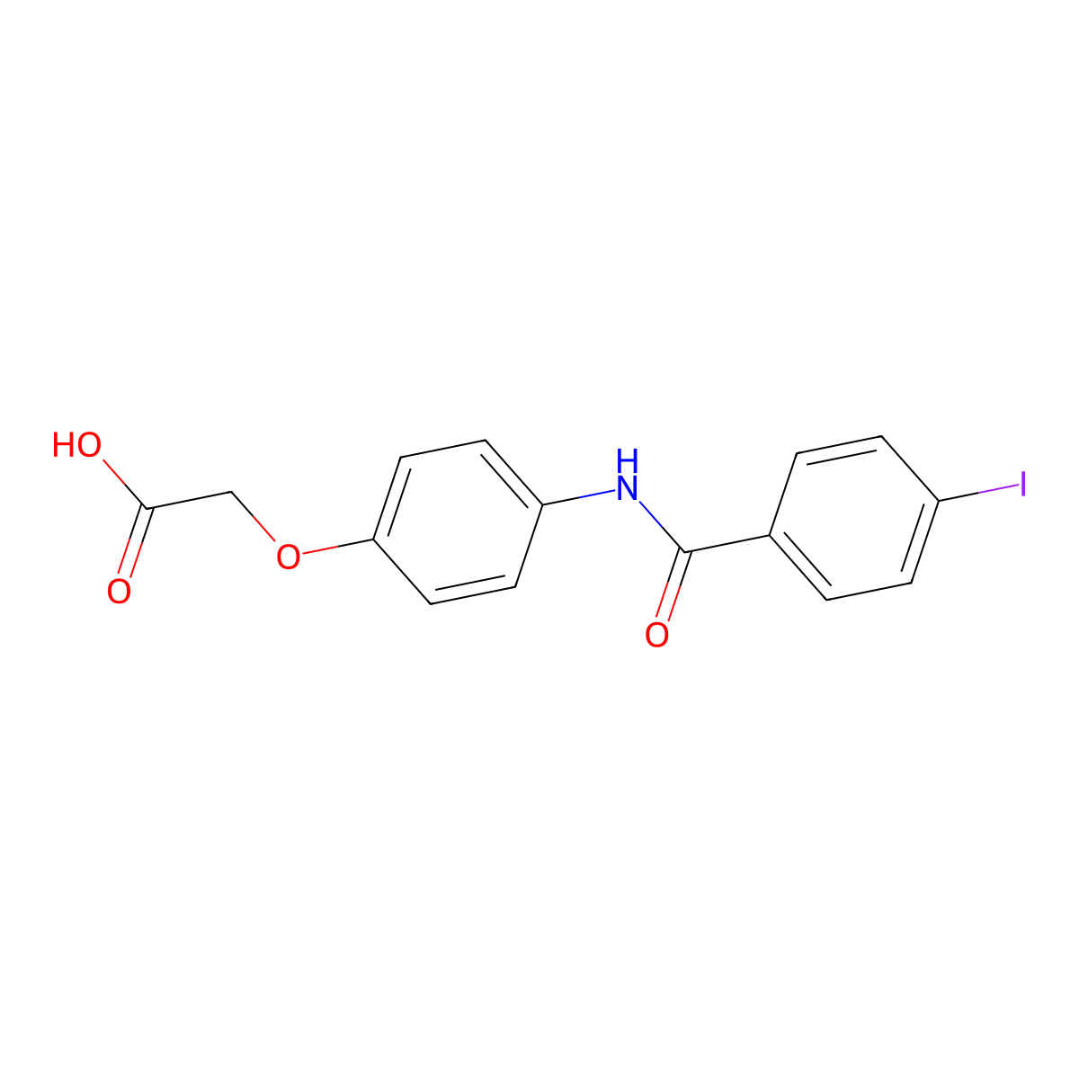 (4-{[(4-Iodophenyl)carbonyl]amino}phenoxy)acetic acid molecular structure, CAS 428504-35-2