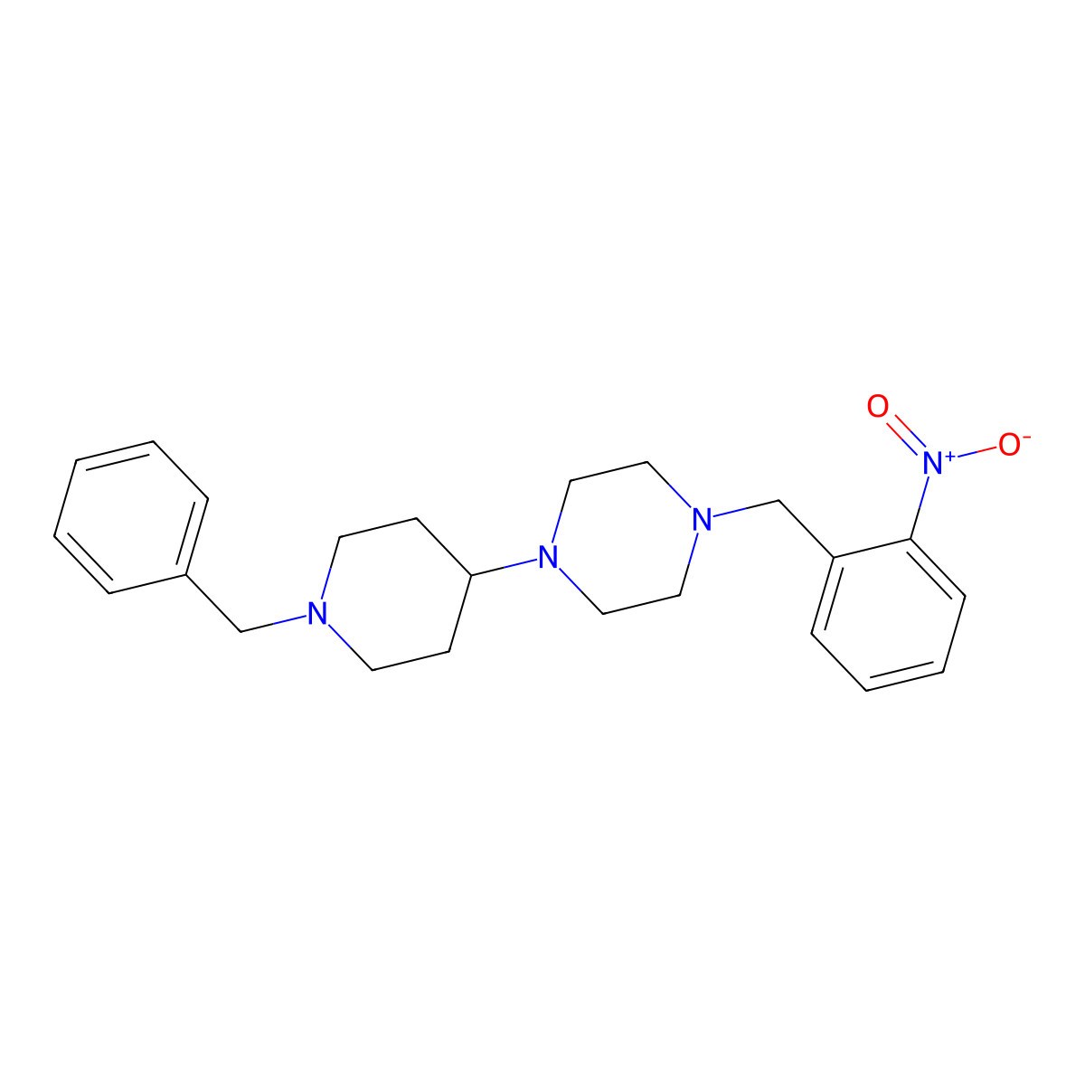 1-(1-Benzylpiperidin-4-yl)-4-[(2-nitrophenyl)methyl]piperazine molecular structure, CAS 428504-49-8