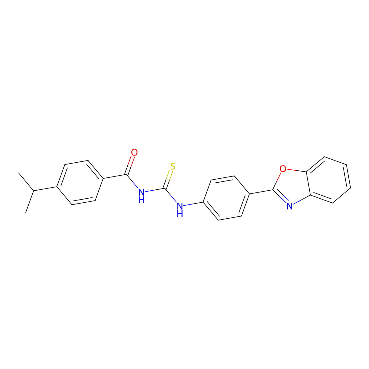 N-[[4-(1,3-benzoxazol-2-yl)phenyl]carbamothioyl]-4-propan-2-ylbenzamide molecular structure, CAS 428504-51-2