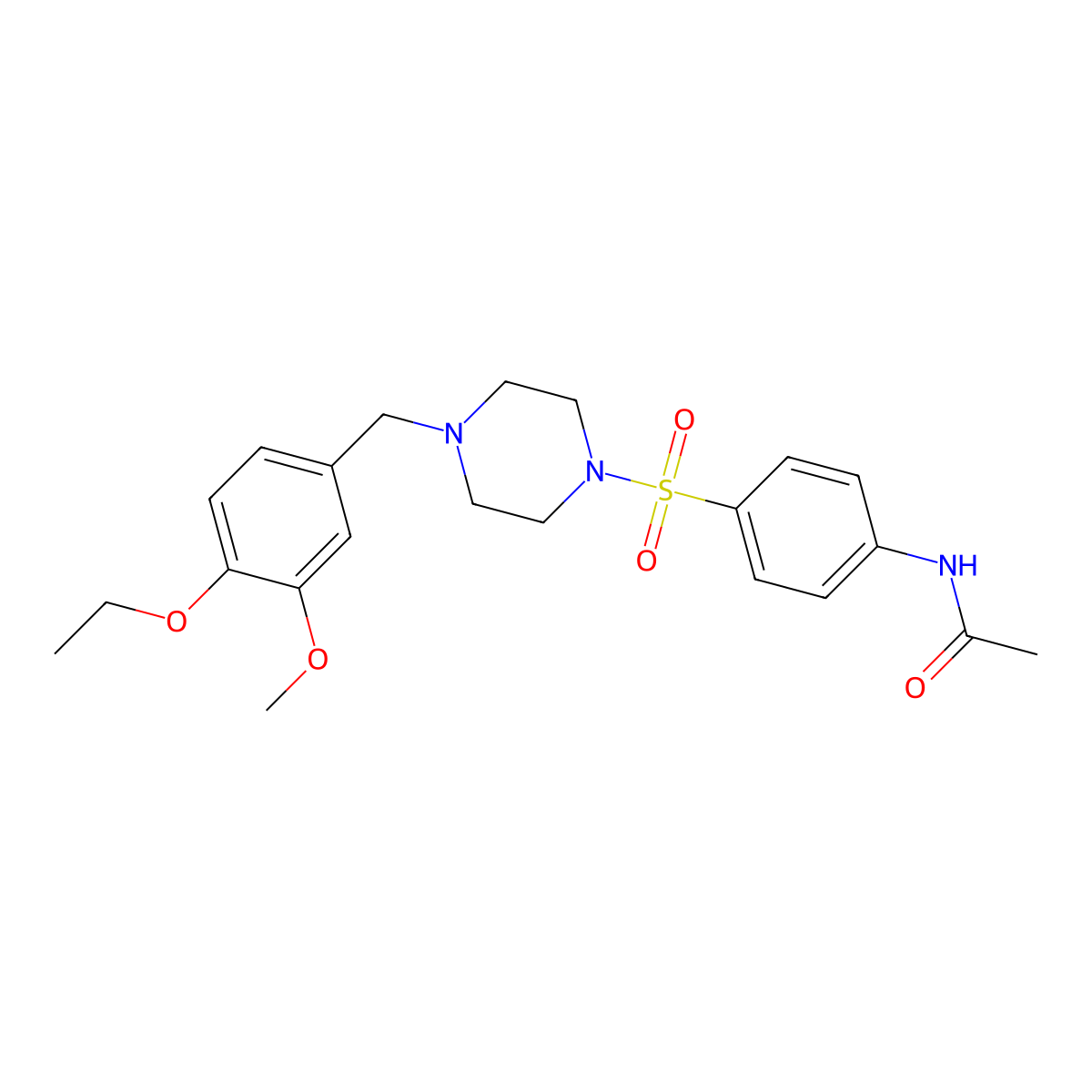 N-[4-[4-[(4-ethoxy-3-methoxyphenyl)methyl]piperazin-1-yl]sulfonylphenyl]acetamide molecular structure, CAS 428504-52-3