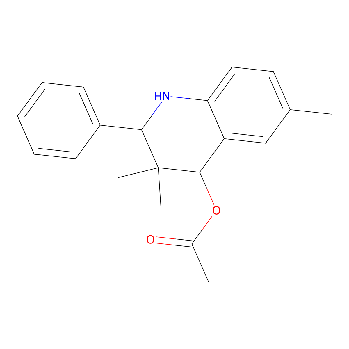 (3,3,6-trimethyl-2-phenyl-2,4-dihydro-1H-quinolin-4-yl) acetate molecular structure, CAS 428504-53-4