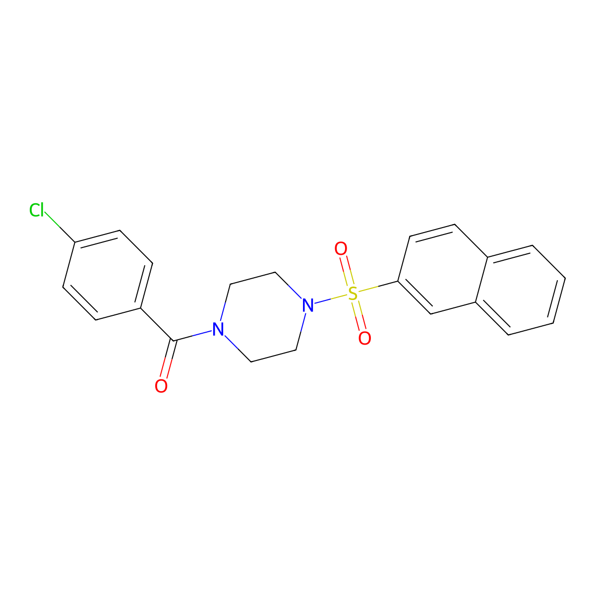 (4-Chlorophenyl)-(4-naphthalen-2-ylsulfonylpiperazin-1-yl)methanone molecular structure, CAS 428504-69-2