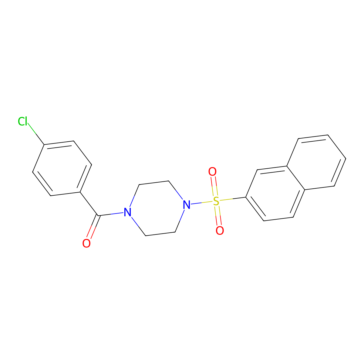 (4-Chlorophenyl)-(4-naphthalen-2-ylsulfonylpiperazin-1-yl)methanone molecular structure, CAS 428504-69-2
