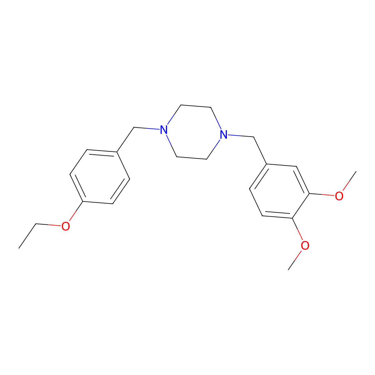 1-[(3,4-Dimethoxyphenyl)methyl]-4-[(4-ethoxyphenyl)methyl]piperazine molecular structure, CAS 428504-85-2