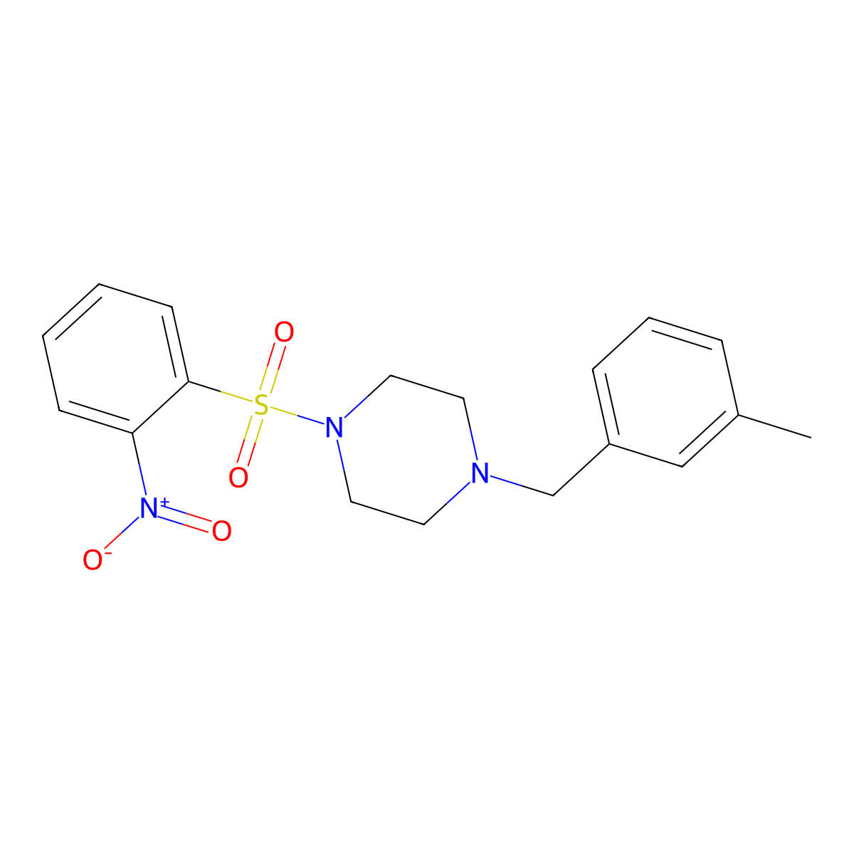 1-[(3-Methylphenyl)methyl]-4-(2-nitrophenyl)sulfonylpiperazine molecular structure, CAS 428504-91-0