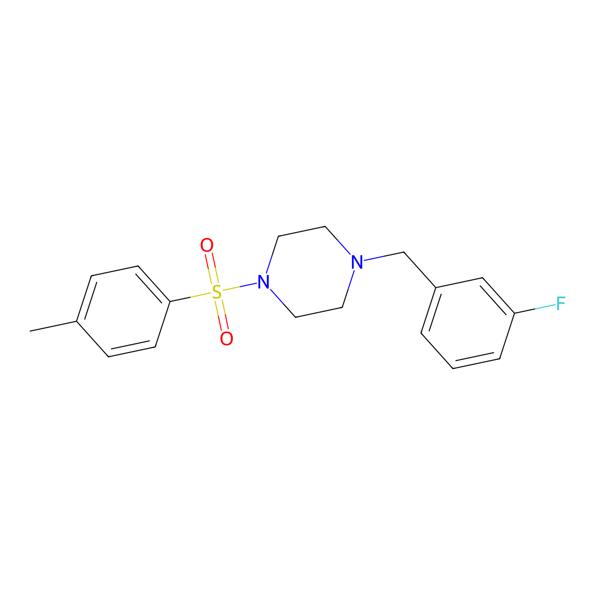 1-(3-Fluorobenzyl)-4-[(4-methylphenyl)sulfonyl]piperazine molecular structure, CAS 428505-10-6