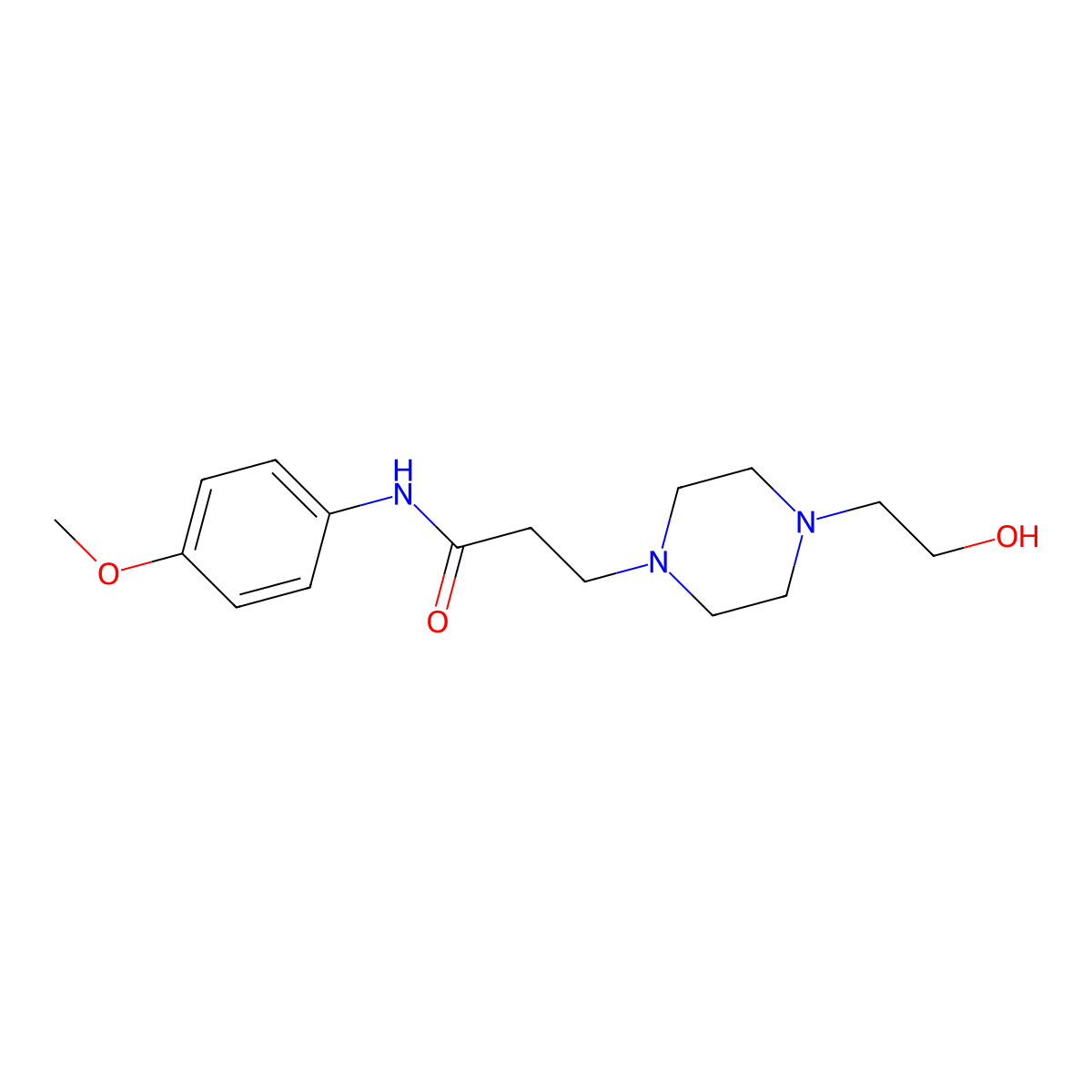 3-[4-(2-hydroxyethyl)piperazin-1-yl]-N-(4-methoxyphenyl)propanamide molecular structure, CAS 428505-12-8