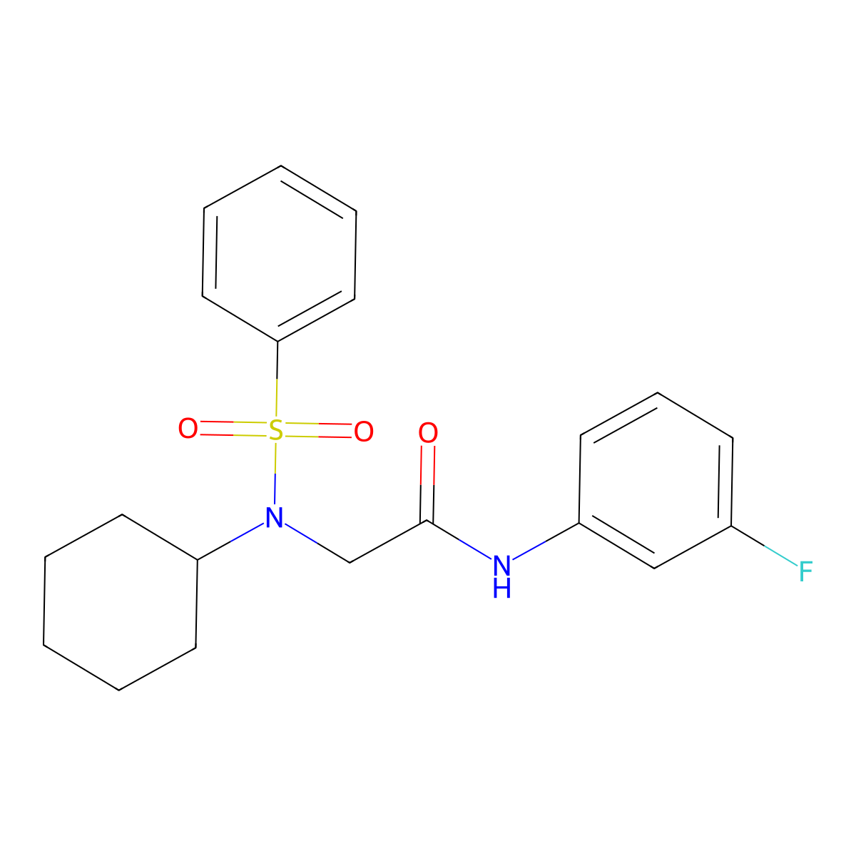 2-[benzenesulfonyl(cyclohexyl)amino]-N-(3-fluorophenyl)acetamide molecular structure, CAS 428505-14-0