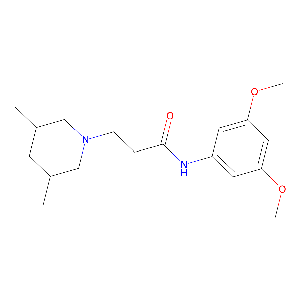 N-(3,5-dimethoxyphenyl)-3-(3,5-dimethylpiperidin-1-yl)propanamide molecular structure, CAS 428505-20-8