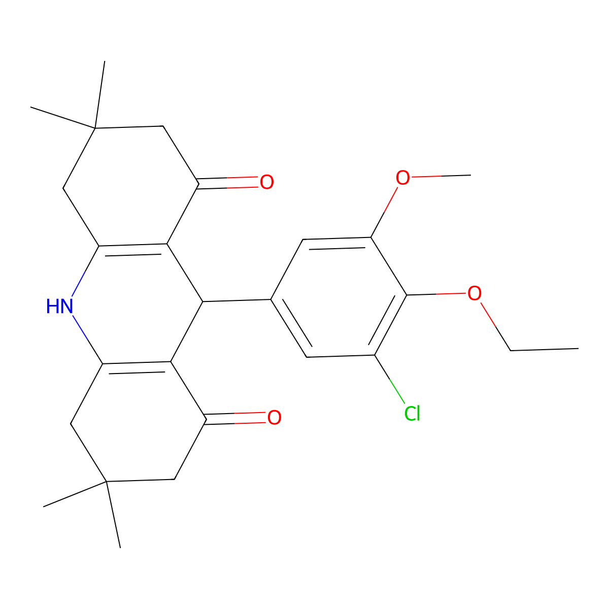 9-(3-Chloro-4-ethoxy-5-methoxyphenyl)-3,3,6,6-tetramethyl-2,4,5,7,9,10-hexahydroacridine-1,8-dione molecular structure, CAS 428505-26-4