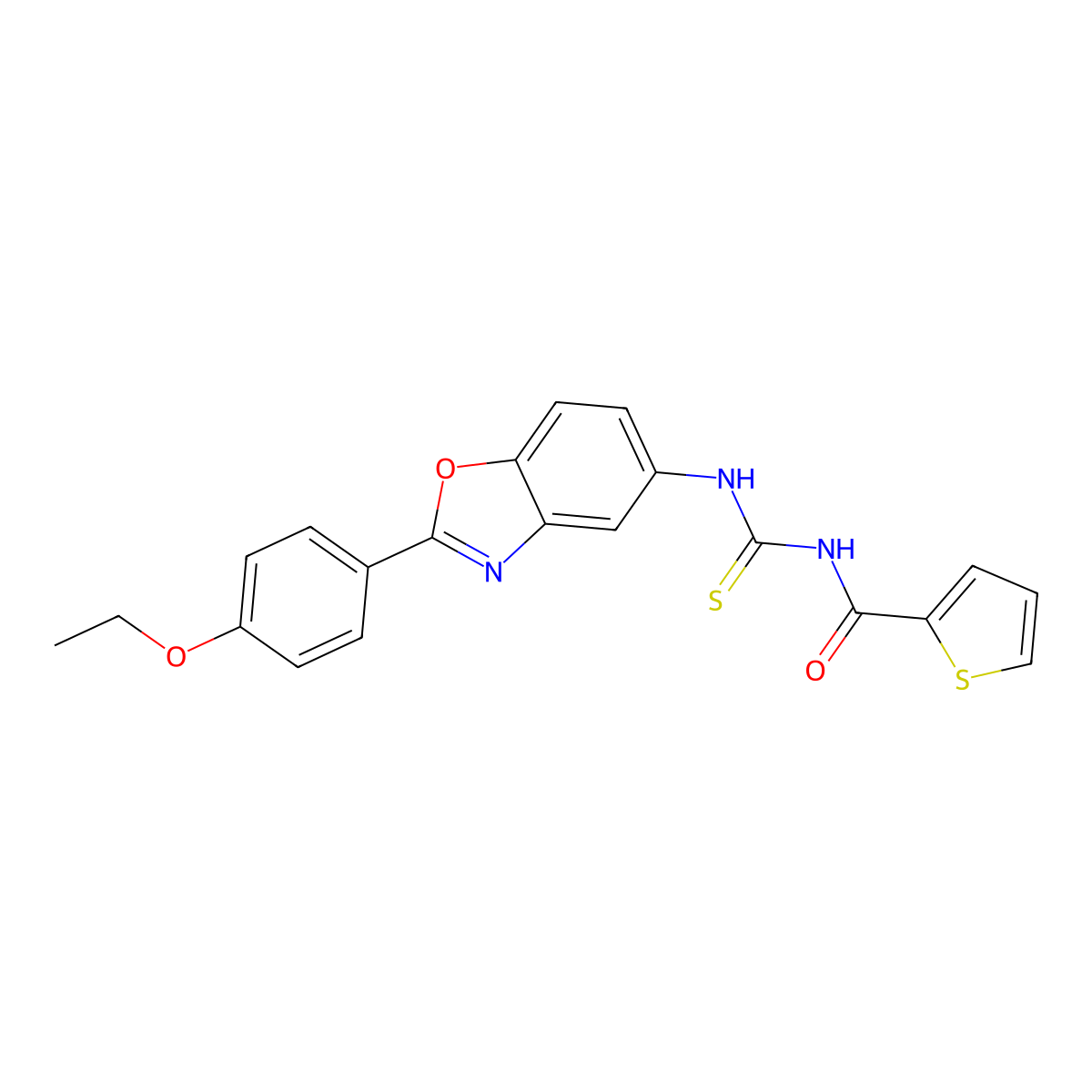 N-[[2-(4-ethoxyphenyl)-1,3-benzoxazol-5-yl]carbamothioyl]thiophene-2-carboxamide molecular structure, CAS 428505-29-7