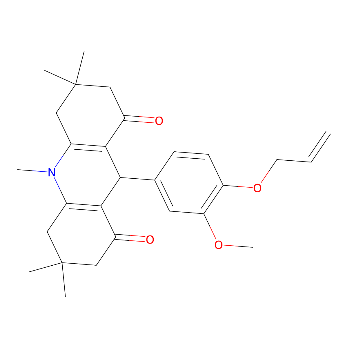 9-(3-methoxy-4-prop-2-enoxyphenyl)-3,3,6,6,10-pentamethyl-4,5,7,9-tetrahydro-2H-acridine-1,8-dione molecular structure, CAS 428505-38-8