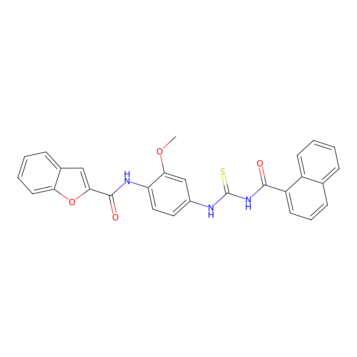 N-[2-methoxy-4-(naphthalene-1-carbonylcarbamothioylamino)phenyl]-1-benzofuran-2-carboxamide molecular structure, CAS 428505-45-7