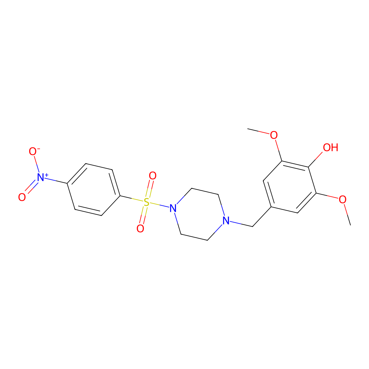 2,6-Dimethoxy-4-[[4-(4-nitrophenyl)sulfonylpiperazin-1-yl]methyl]phenol molecular structure, CAS 428505-46-8