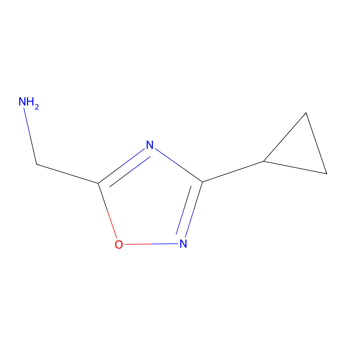(3-Cyclopropyl-1,2,4-oxadiazol-5-yl)methanamine molecular structure, CAS 428507-31-7