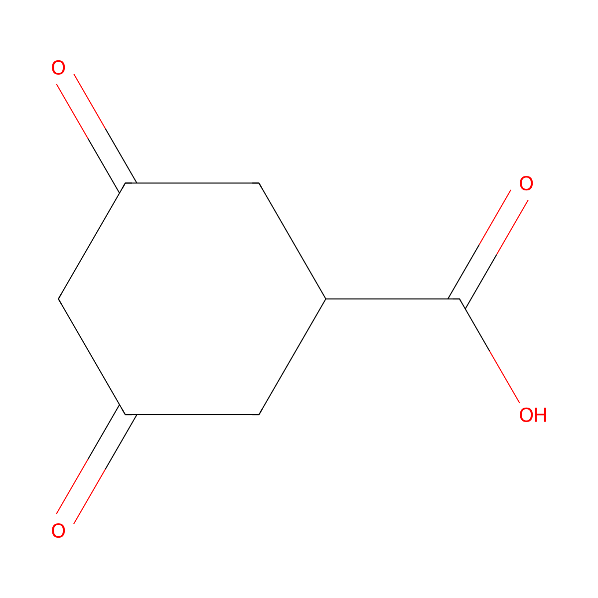 3,5-Dioxocyclohexane-1-carboxylic acid molecular structure, CAS 42858-60-6